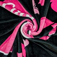 Vista 5 de Manta de lazo rosa (negro) para apoyar el cáncer de mama, manta súper suave de 50 x 60 pulgadas para dormitorio, sala de estar, primavera