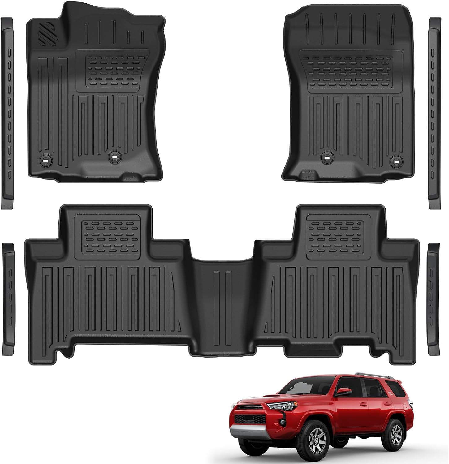 Floor Mats for 2013-2024 Toyota 4Runner (5 Seats & 7 Seats), TPE All Weather Durable Floor Liners Door Sill Guards for Toyota 4Runner SR5 Premium TRD Sport Off-Road Limited Pro Accessories