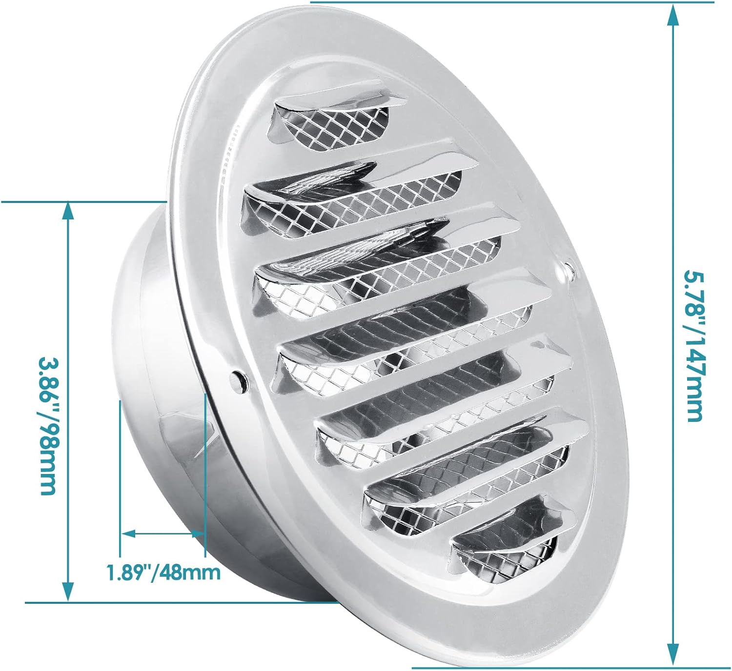 Uenhoy 2 Pcs Stainless Steel Air Vents 4" Round Soffit Vents Louver Grille Cover Wall Vent Cover with Screen Mesh for Kitchen, Bathroom, Office