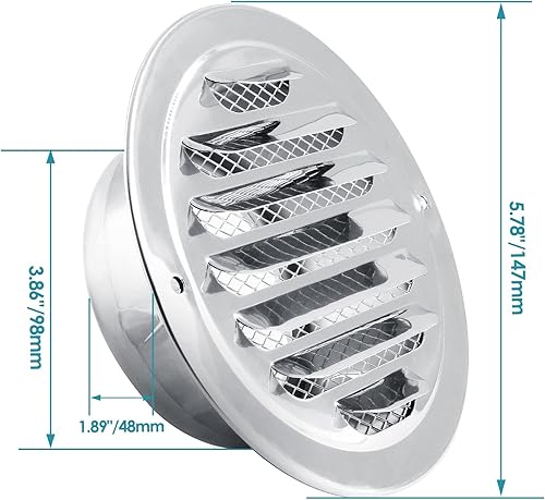 Miniatura 3 de Uenhoy 2 piezas de ventilación de aire de acero inoxidable de 4 pulgadas redondas Soffit rejilla cubierta de rejilla de ventilación de pared con