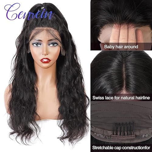 Miniatura 4 de Pelucas de cabello humano con encaje frontal de 13 x 4 para mujeres negras, cabello humano brasileño ondulado de 12 pulgadas (color natural)