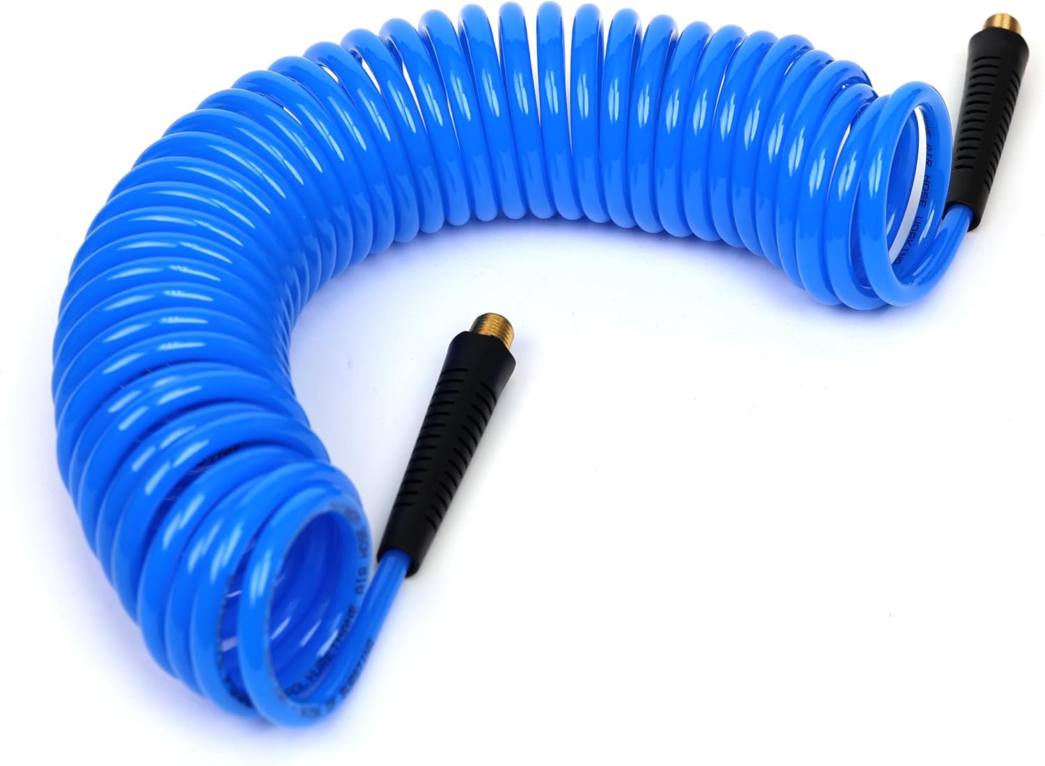 DYNAMIC POWER 25 Feet PU Recoil Air Hose With 1/4" MNPT Swivel Ends And Bend Restrictor Fittings (120 PSI)