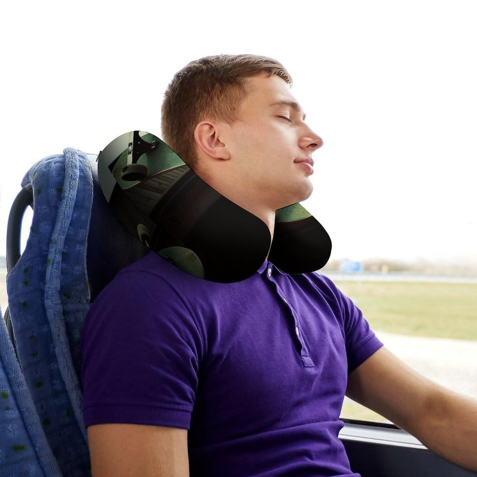 Almohada en forma de U para monopatín, núcleo de almohada de espuma viscoelástica, cojín, proporciona apoyo para el cuello, almohada de viaje, adecuada para aviones, coches, hogares y