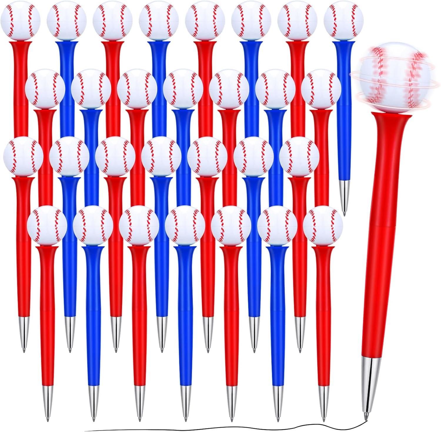 Sayglossy 30 Pcs Basketball Baseball Softball Sports Themed Writing Ballpoint Pens for Birthday Office Desk Reward Supplies(Bright Baseball)
