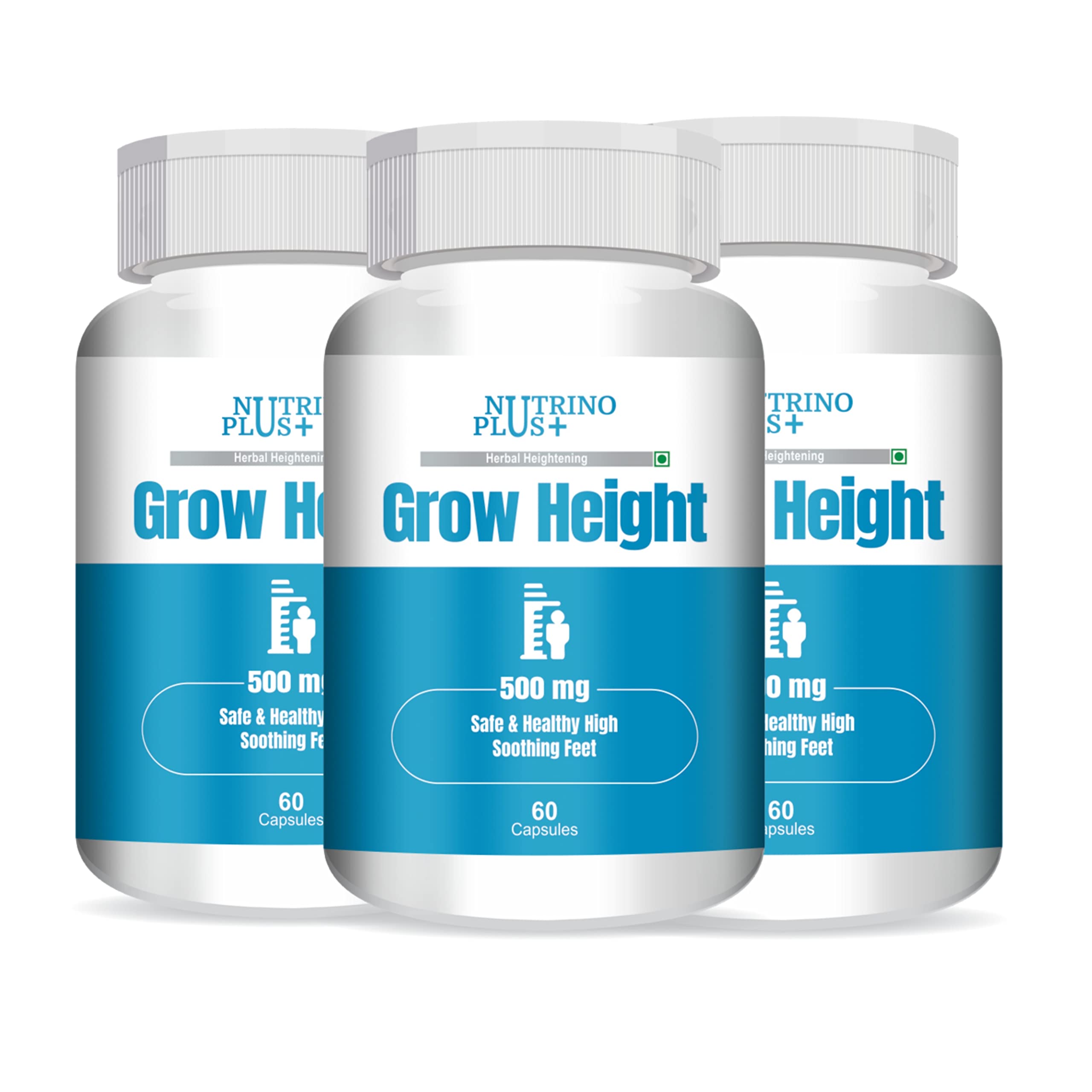 NutrinoPlus Grow Height, Body Growth Support 500mg Height Supplement Pack of 60 Capsule (Pack of 3)
