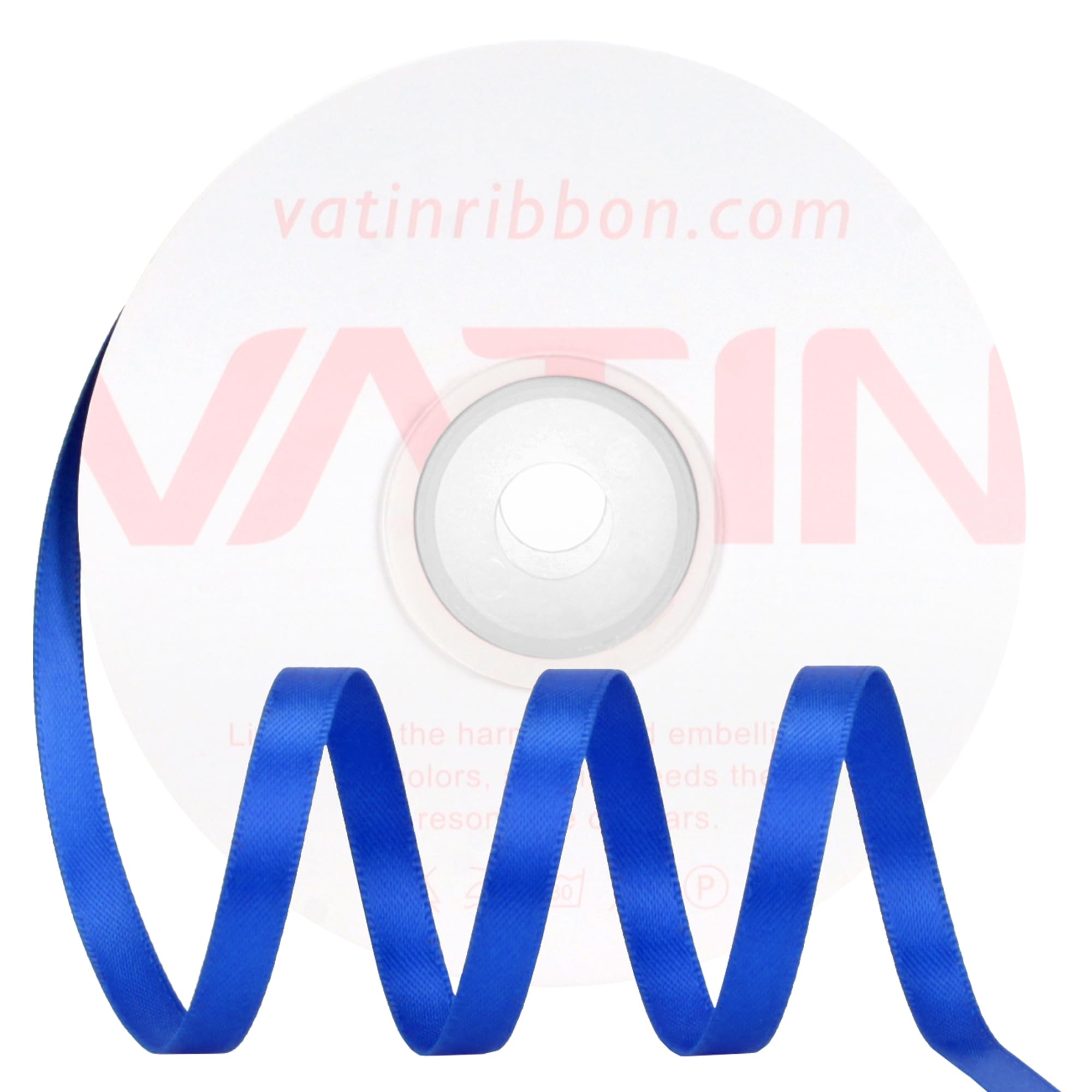 VATIN Double Face Royal Blue Satin Ribbon 6mm X 22m,Blue Polyester Fabric Ribbon use for Bows Bouquet Gift Wrapping