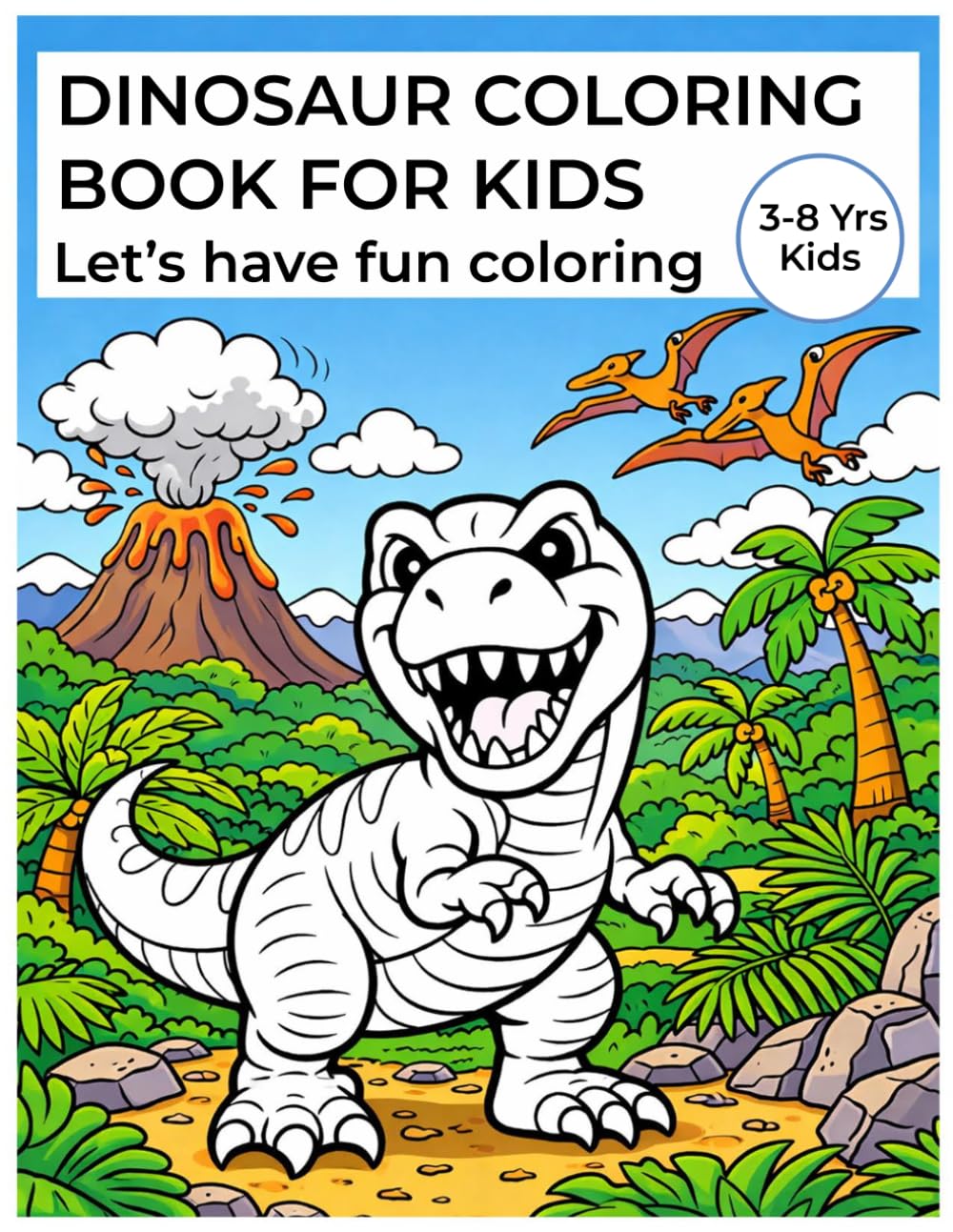 Dinosaur Coloring Book for kids between 3-8yrs of age: Simple outlines for colouring