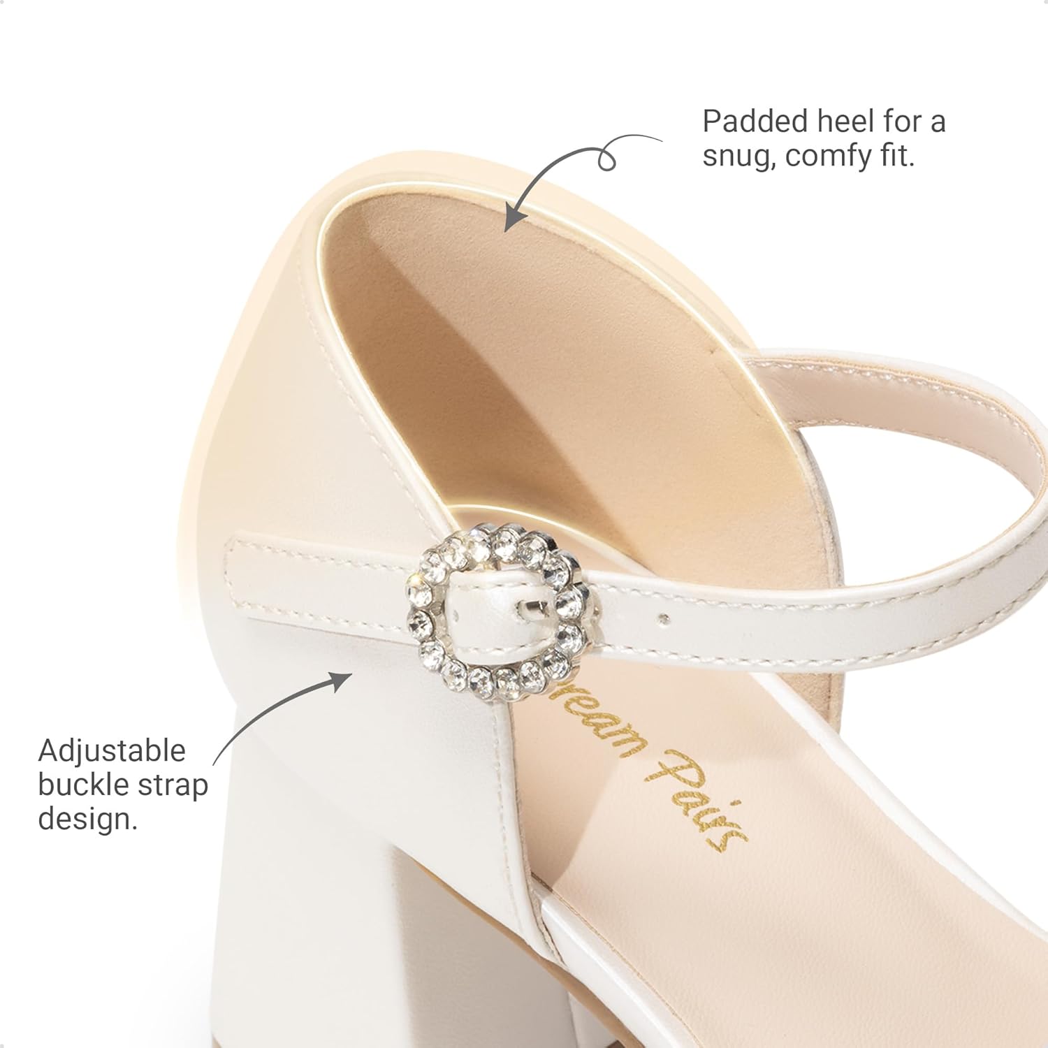 DREAM PAIRS Girls Dress Shoes Platform Square Toe High Heels Ankle Strap Party Wedding Flower Pump for Little Big Kid - Image 4