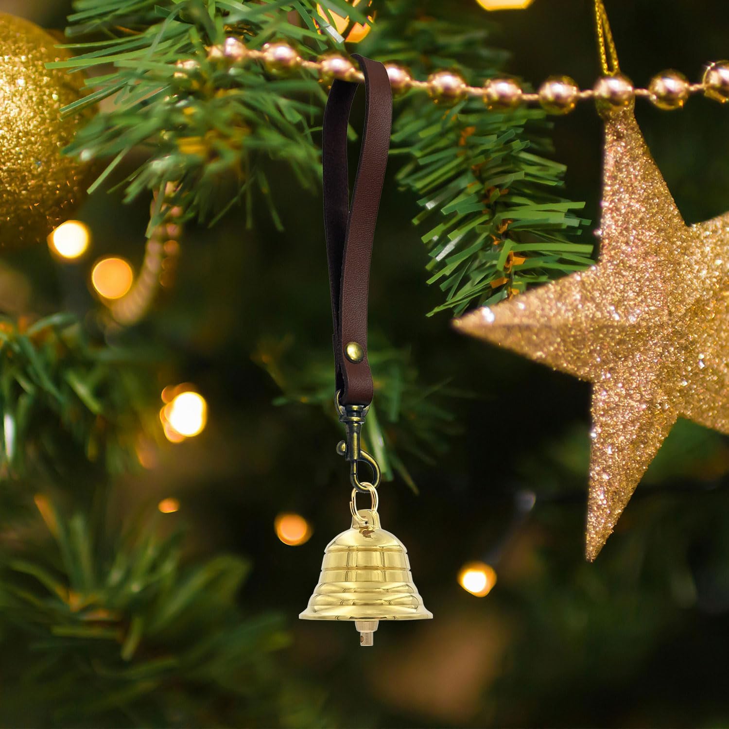 Brass Hanging Bell for Door Knob, Christmas Hanging Gold Bells, Dog Bells to Go Outside, Vintage Home Decor Door Bell