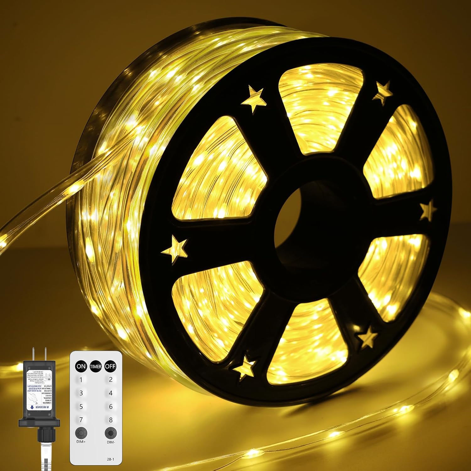 100FT 720 LED Rope Lights Outdoor Waterproof with Remote, 8 Modes and 4 Brightness, Rope Lights for Outside, Bedroom, Patio, Garden, Christmas Lights Indoor Outdoor Decoration (Warm White)