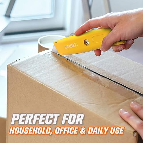 Miniatura 6 de REXBETI SK5 - Paquete de 4 cuchillos utilitarios juego de cuchillos retráctiles de carcasa de aluminio resistente para cajas de cartón cartón y