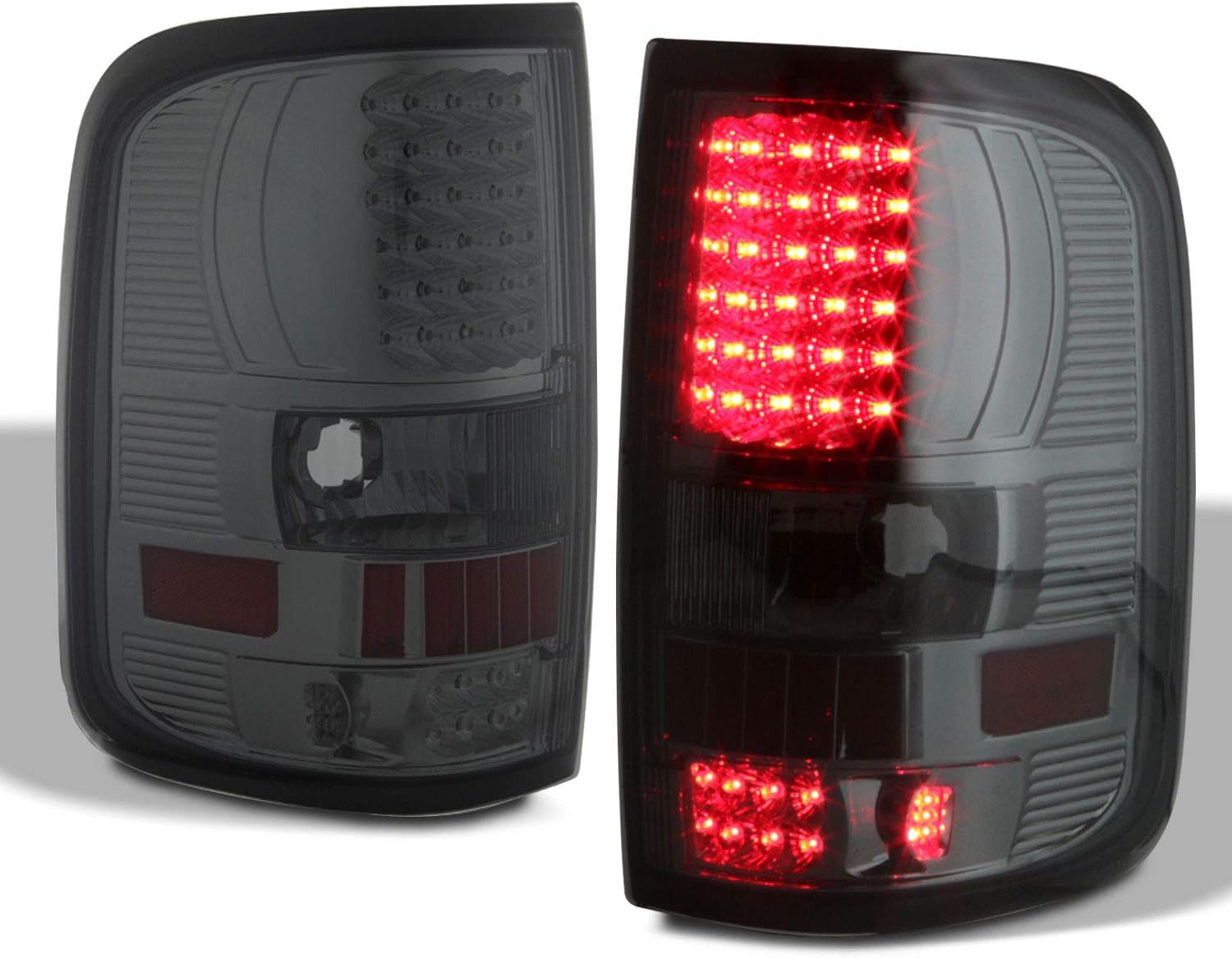 AKKON - Fits 2004-2008 Ford F150 Pickup Smoked Headlights + Styleside Type Red SMD LED Smoke Tail Brake Lamp Pair Left + Right