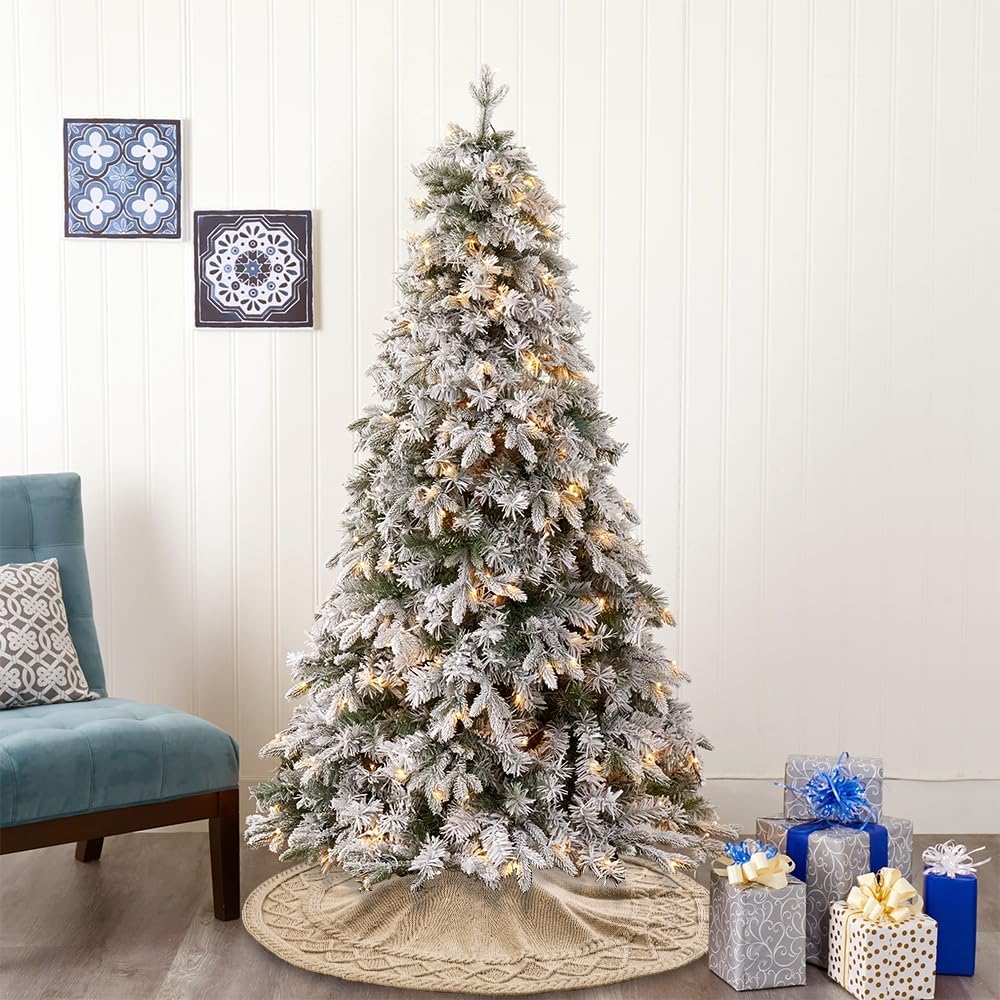 YUJUN 48 Inches Christmas Knitted Tree Skirt Decorations Xmas Large Vintage Beige Chunky Cable Farmhouse Thick Rustic Tree Skirt for Merry Christmas Tree Holiday Home Party Decoration