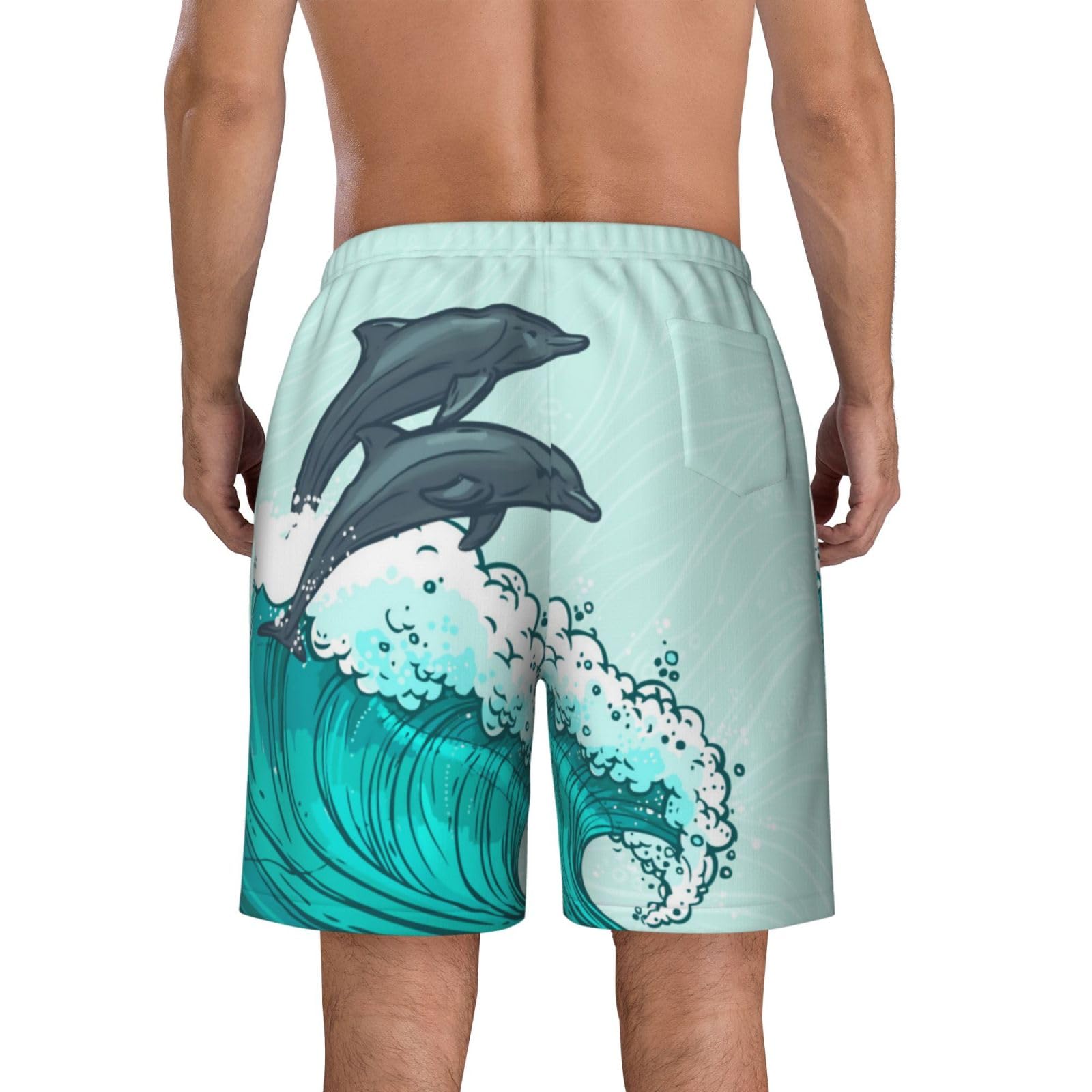Amazon.co.jp: ビーチパンツ メンズ イルカ 波柄 流れる水 短パン 水着