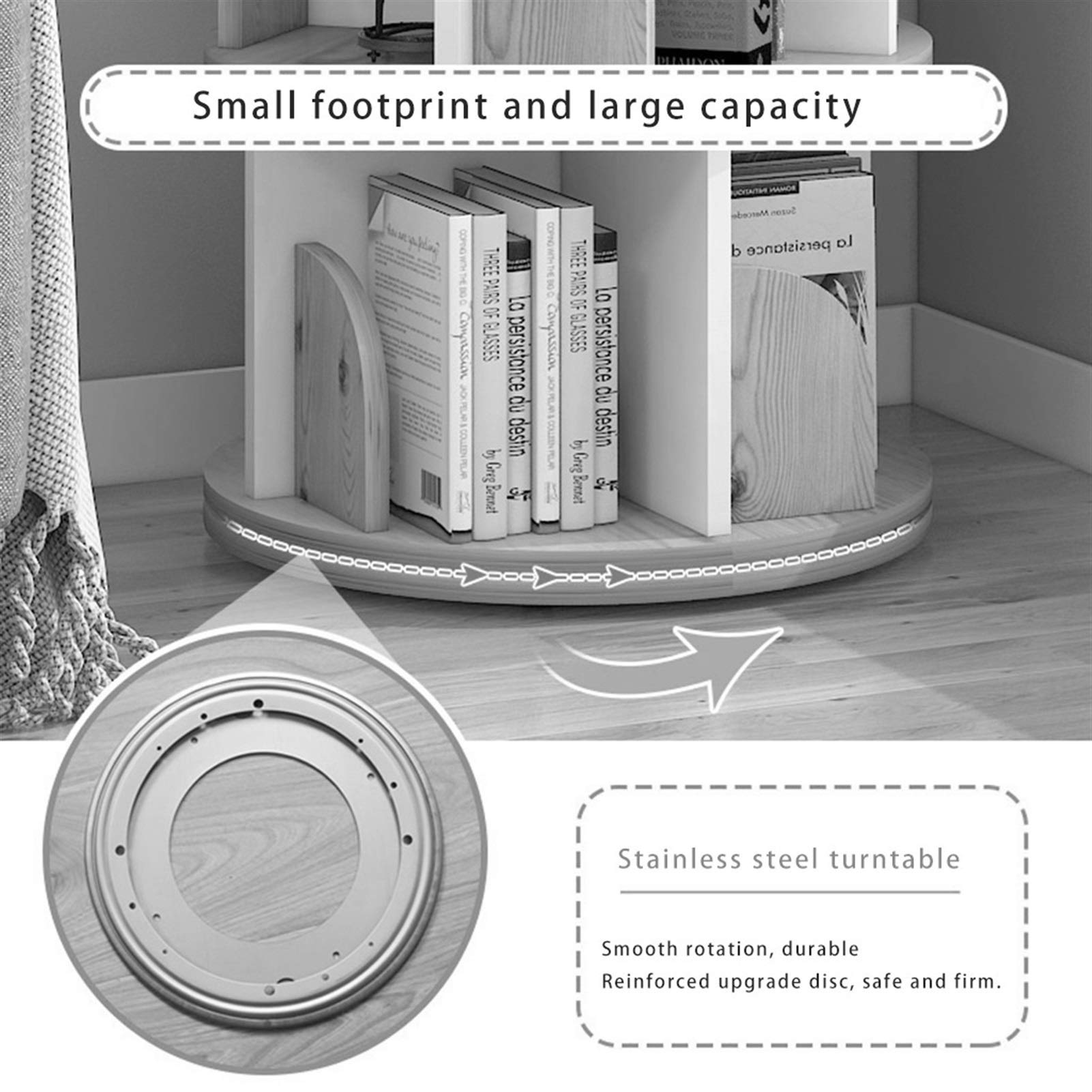 Estantería giratoria para libros ilustrados infantiles con rueda de pie de 360°, estantería simple para cultivar el interés de los niños
