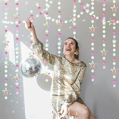 Miniatura 4 de Iridescent-Disco Holographic-Euphoria Star Party-Decoration Garland - 52ft Neon Twinkle Twinkle Little Star Streamers,Wedding Birthday Bachelorette