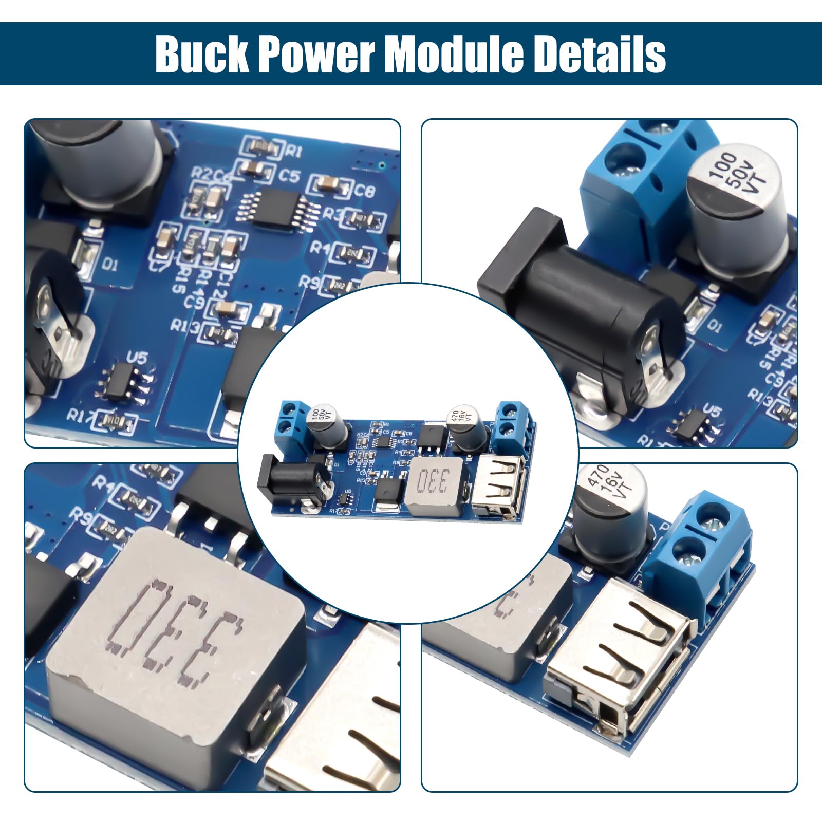 Step Down Converter Binghe 2 pezzi DC 24V/12V su 5V 5A Buck Converter Module Alimentatore Step Down Convertitore con porta USB Buck Modulo Supporta la ricarica rapida Compatibile con Arduino