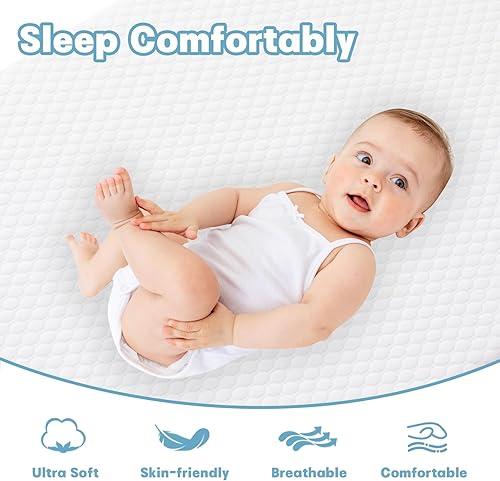 Miniatura 4 de Colchón mini para cuna, colchón de espuma viscoelástica de doble cara de 38 x 24 x 4 pulgadas, con funda extraíble transpirable, se adapta a la