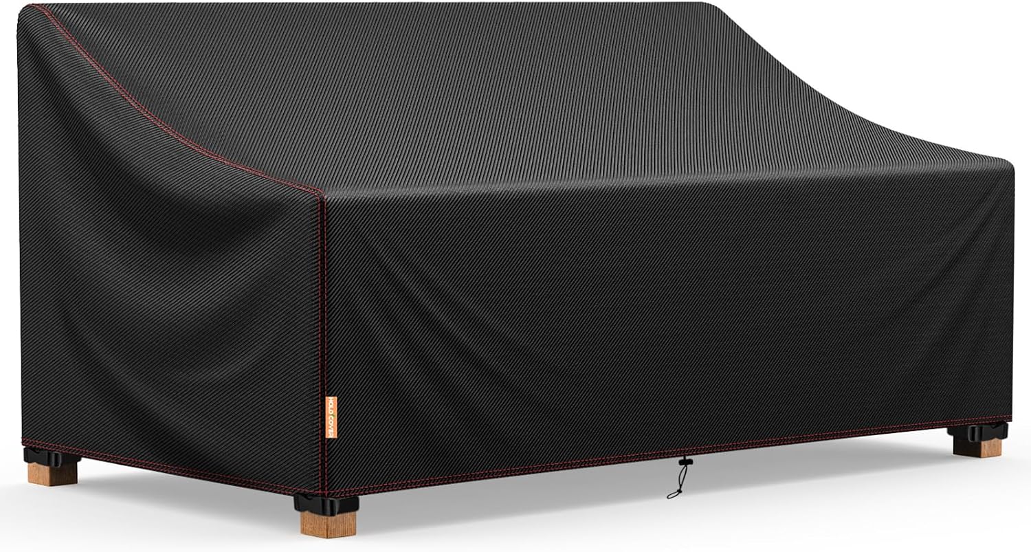Patio Sofa Cover, 2-Seater Outdoor Couch Covers Waterproof Winter, 420D Patio Furniture Cover Loveseat, Outdoor Sofa Covers with Anti UV and No Tears (Black-sofa cover, 60" W x 34" D x 31" H)