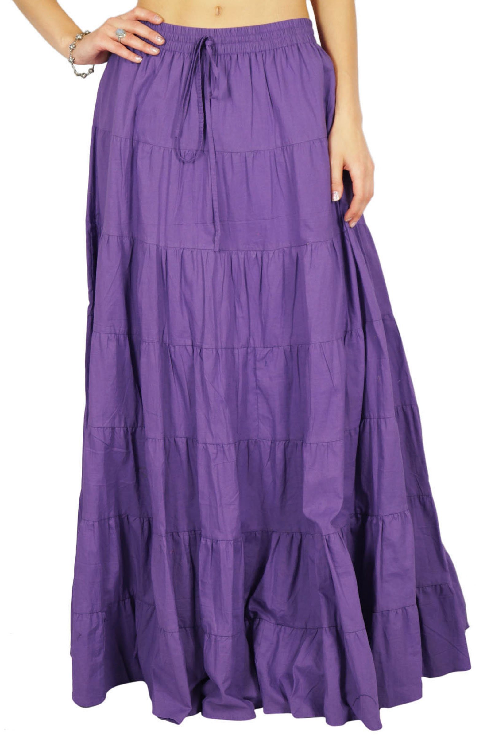 Phagun Women's Summer Cotton Skirt Ethnic Design Drawstring Waist