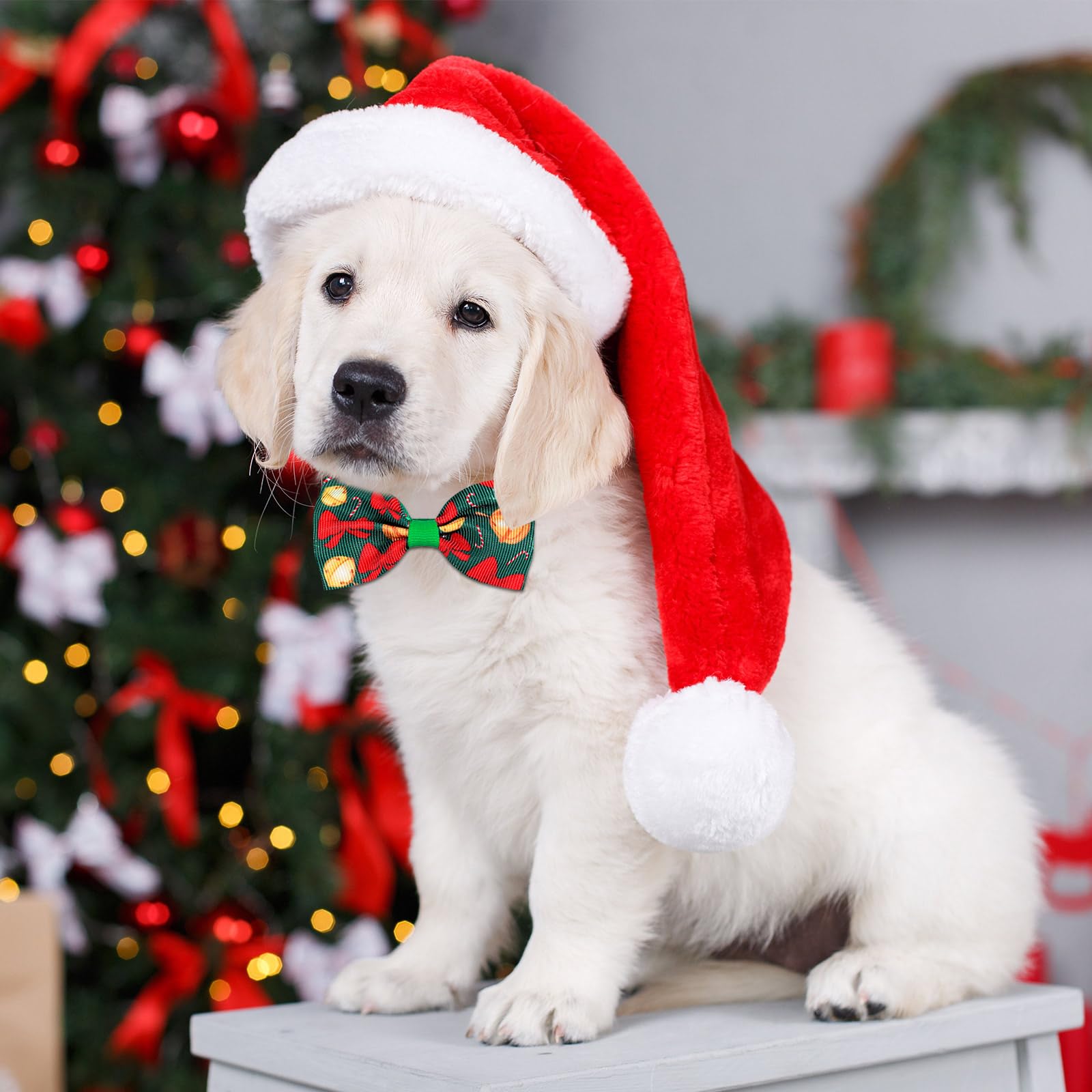 120 Stück Hunde-Fliege-Halsband-Set, Hundehalsbänder, verstellbares Hundezubehör für kleine Hunde, niedliche Hundehaarschleifen, Katzenfliege, Thanksgiving, Weihnachten (niedlicher Stil)