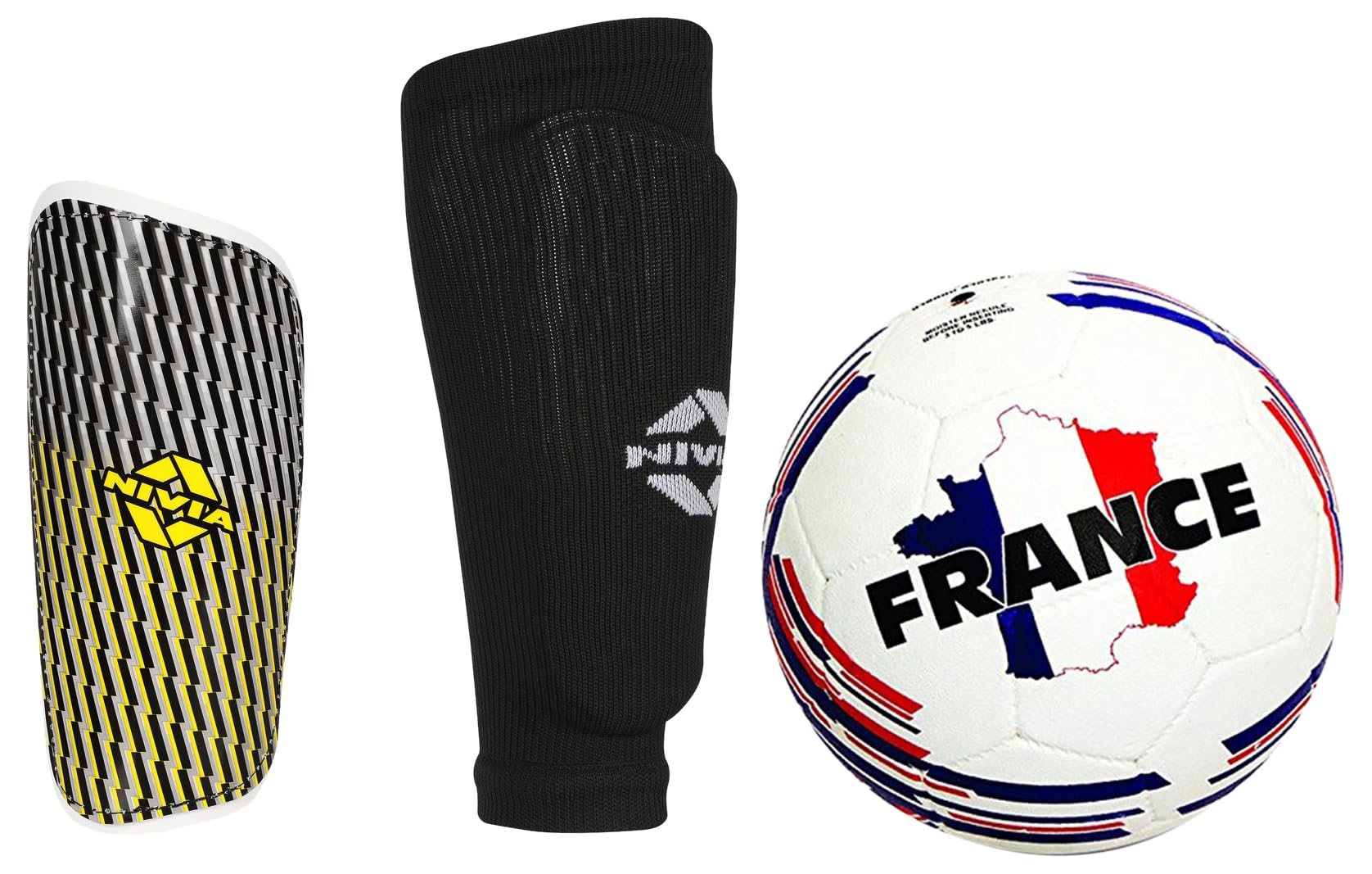 Nivia Country Colour Football (France) | Size - 5 (Multicolour) Classic Shin Guards with Sleeves for Youth and Adults (Size-M)-image-12