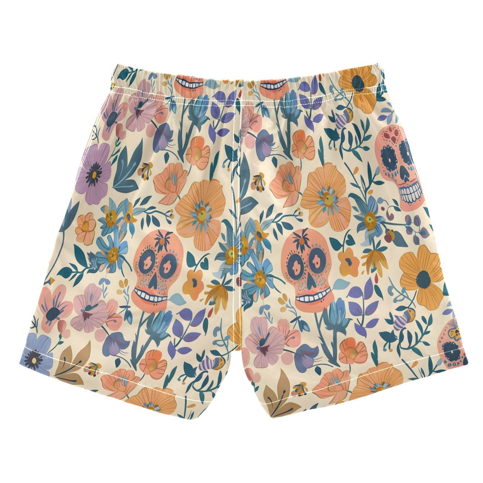 Boys Swim Trunks Toddler Swim Shorts Little Boys Swimwear Mexican Cartoon Skulls Bathing Suit Swimsuit Multi