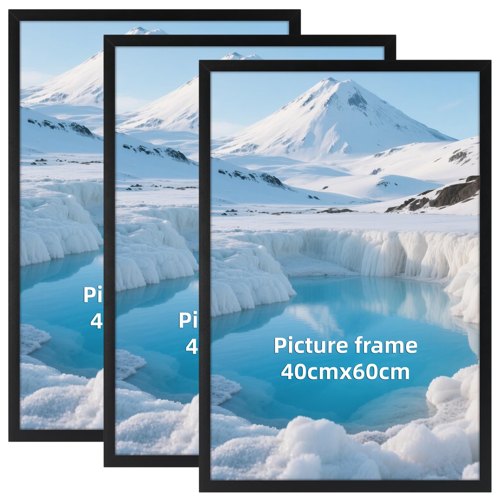Cadre 40x60 Noir en Aluminium pour Affiche Grand Format et Diplôme (Lot de 3)