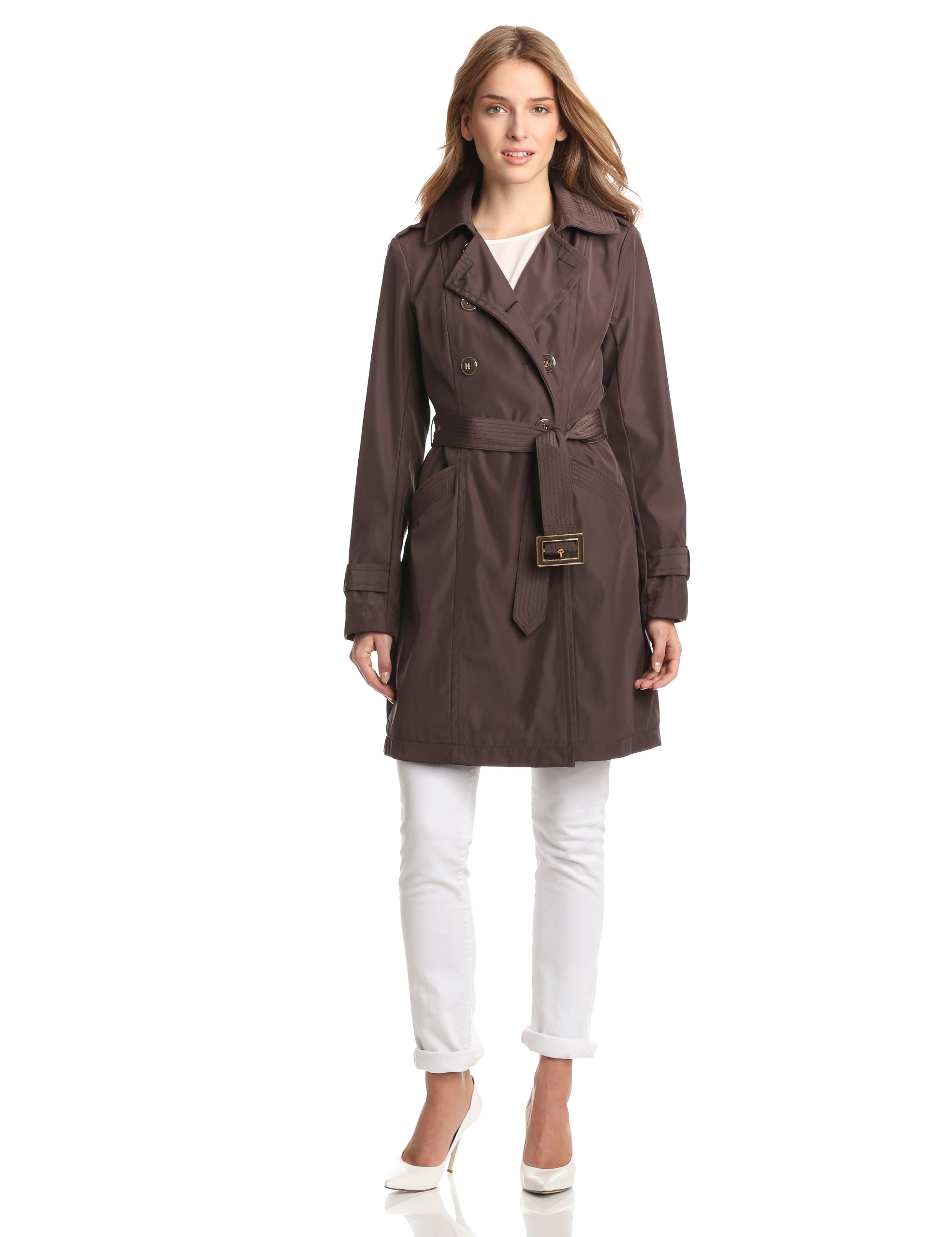 Kenneth Cole New York Women's Double Breasted Belted Trench Coat
