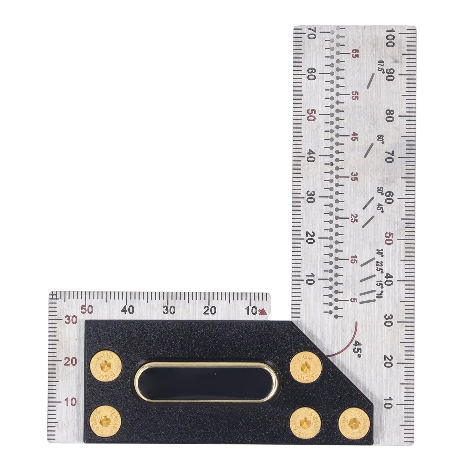 Règle de mesure en L en acier inoxydable, règle de cadre carré de charpentier de haute précision pour le travail du bois, l'artisanat de bricolage (100mm)