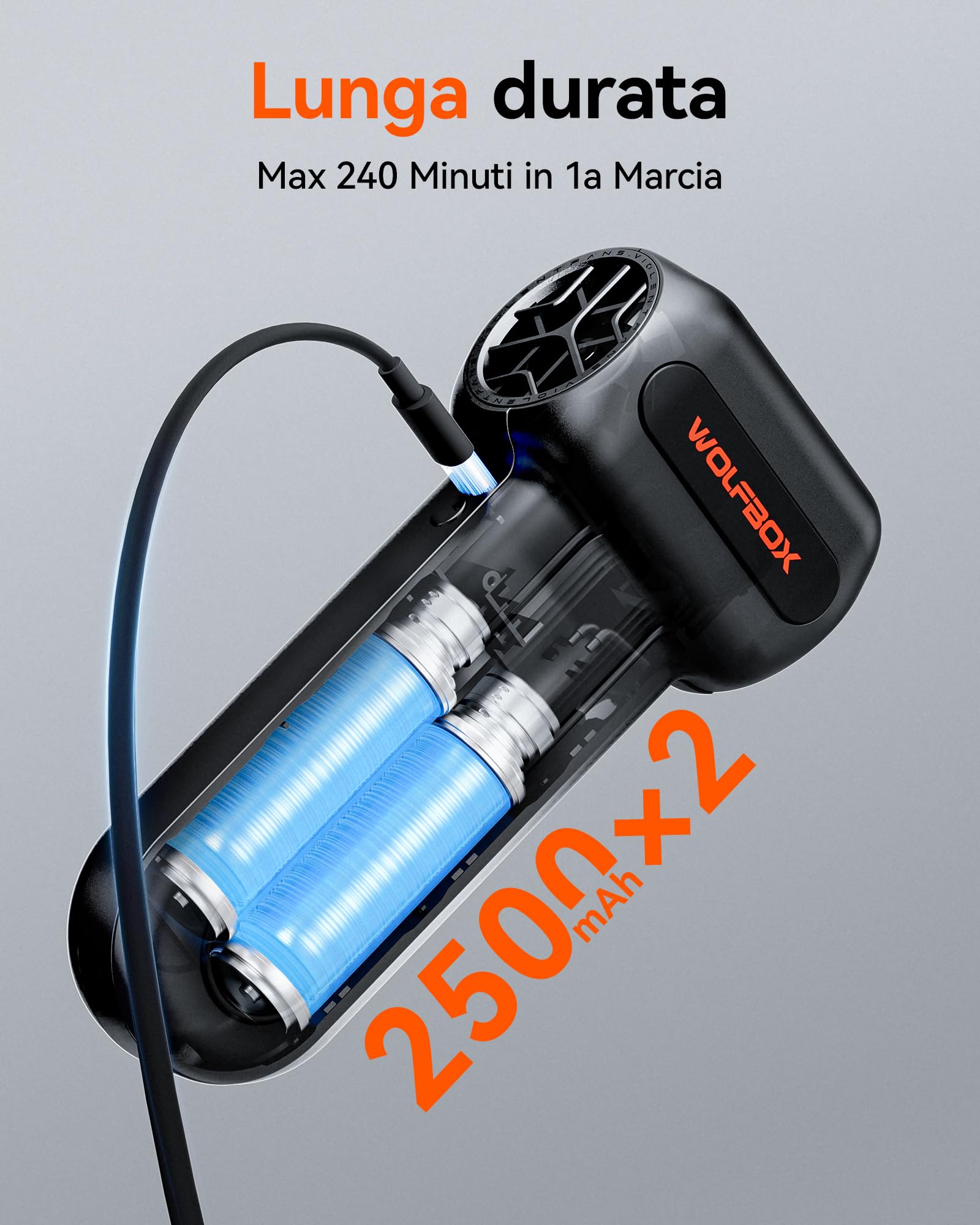 WOLFBOX MF60 Soffiatore a Batteria Potente 110000 RPM, Aria Compressa Elettrico Air Duster con 3 Velocità, Mini Soffiatore Portatile Ricaricabile per Pulizia PC, Tastiera, Auto, Casa, 5 Ugelli