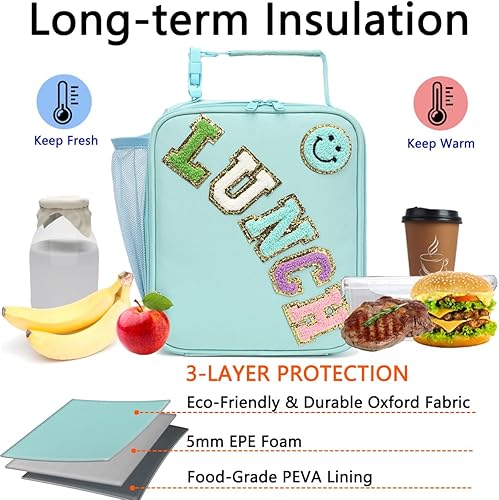 Miniatura 2 de Lonchera con aislamiento para mujeres, niñas, adolescentes, bolsa grande con aislamiento térmico para niños, grande, reutilizable, linda, bolsa