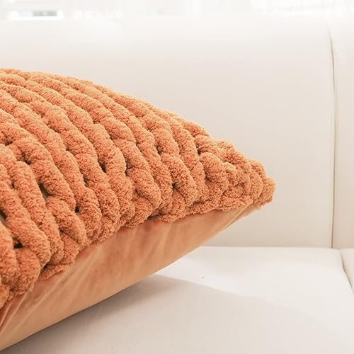 Miniatura 5 de Fundas de almohada de punto blanco con pompones de renombre de 18 x 18 pulgadas, 1 funda de almohada de punto trenzado para sofá, silla, dormitorio