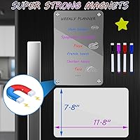 Vista 3 de Pizarra magnética acrílica de borrado en seco para refrigerador, paquete de 2 calendarios magnéticos de acrílico transparente y pizarra blanca