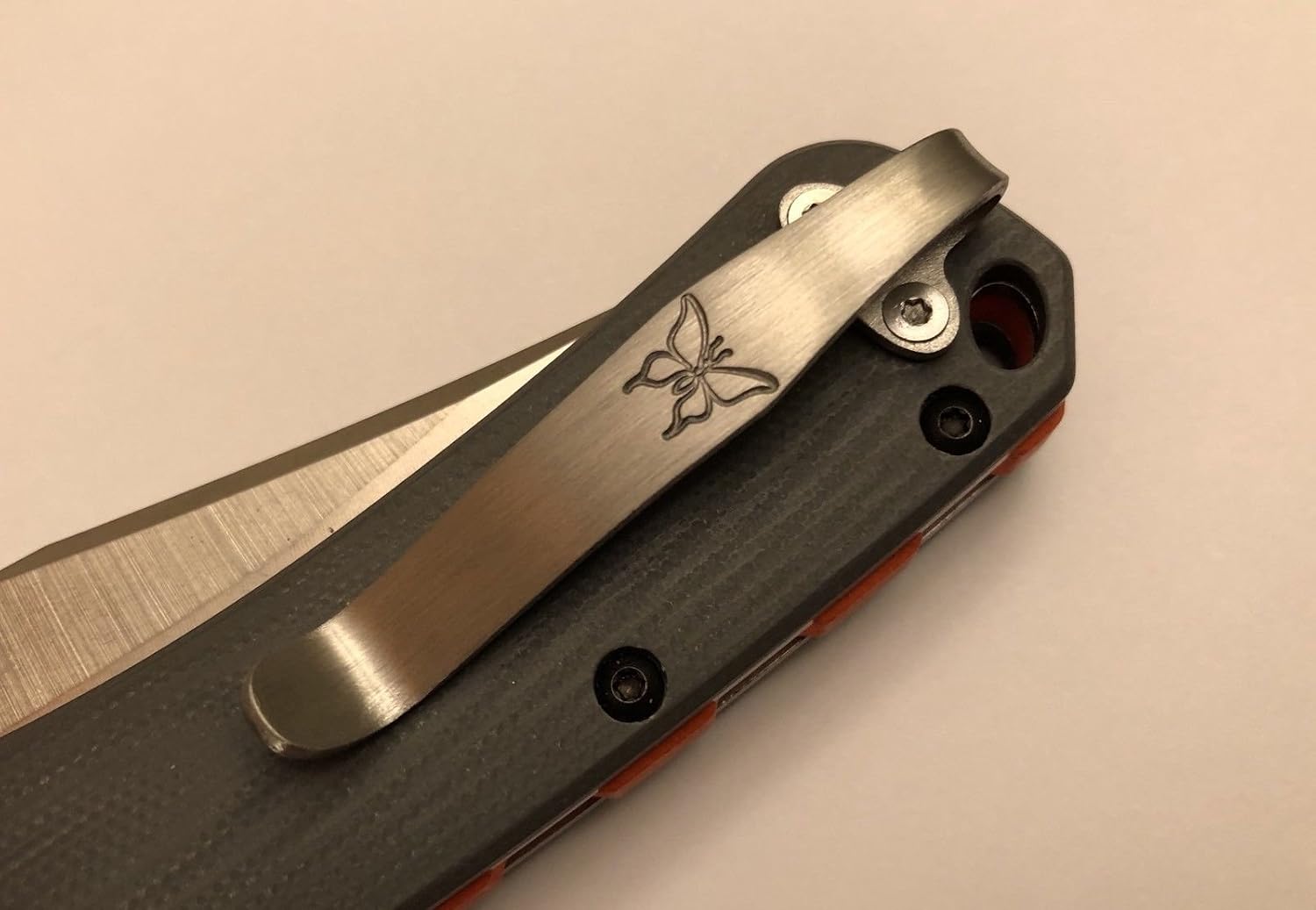 Satin Titanium Deep Carry Pocket Clip for Benchmade Crooked River Folders 15080-1 15080-2 with Asian Butterfly