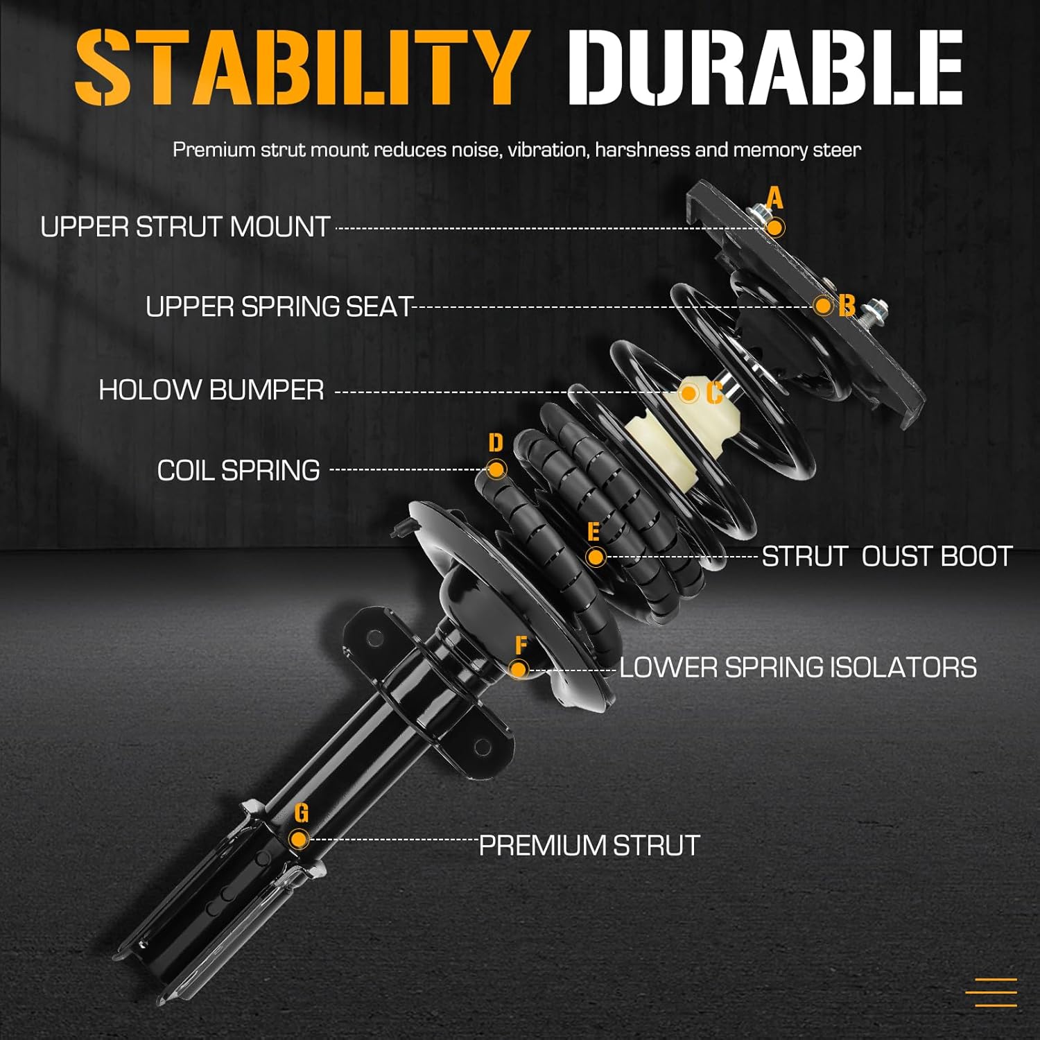 Rear Struts Shock Absorber Sway Bar Links Kit Fit for Chevrolet Impala 2000-2013, Monte Carlo 2000-2007, for Pontiac Grand Prix 2004-2008, Buick LaCrosse Allure 2005-2009, Only 16" Wheels Models(4Pcs)