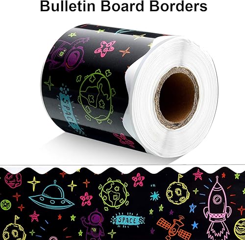 Miniatura 4 de Bordes de tablón de anuncios de 49 pies, calcomanías decorativas con temática escolar, confeti, prensa para enseñanza, borde para decoración escolar