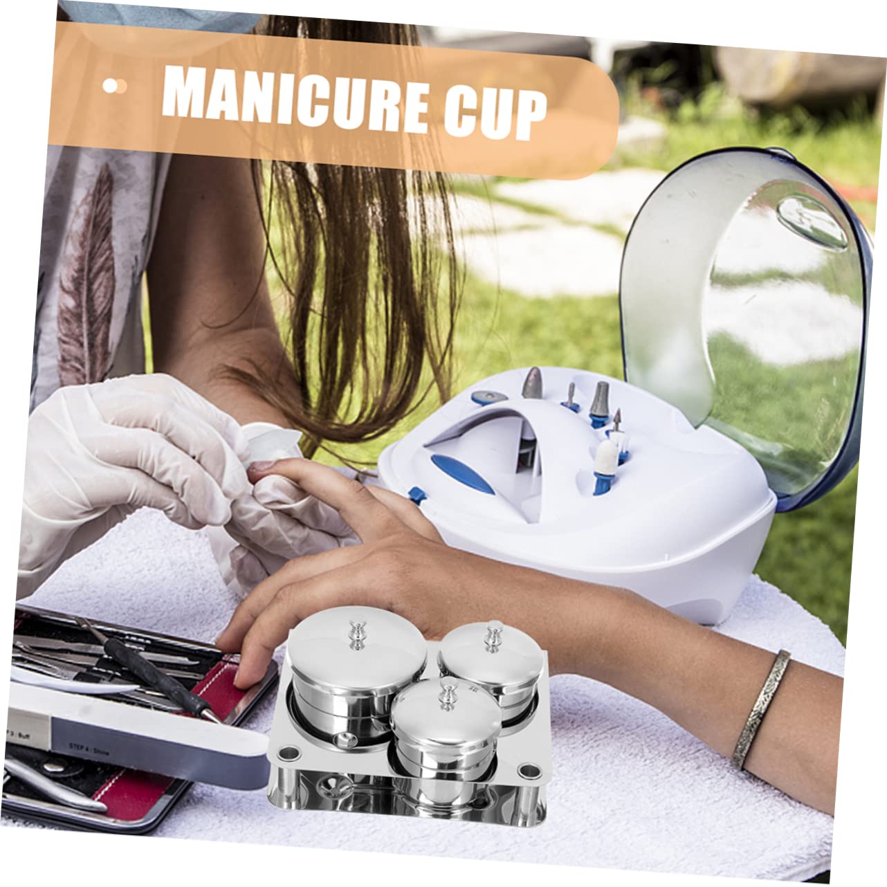 Stainless Steel Nail Liquid Cup Holder Nail Art Brush Set Cleaning Cup Makeup Brush Holder Perfect for Manicure