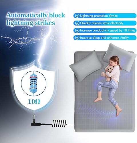 Miniatura 4 de Grounding Sheet 90% algodón orgánico + 10% plata pura orgánica sábana bajera ajustable para mejorar el sueño, ropa de cama conectada a la tierra,