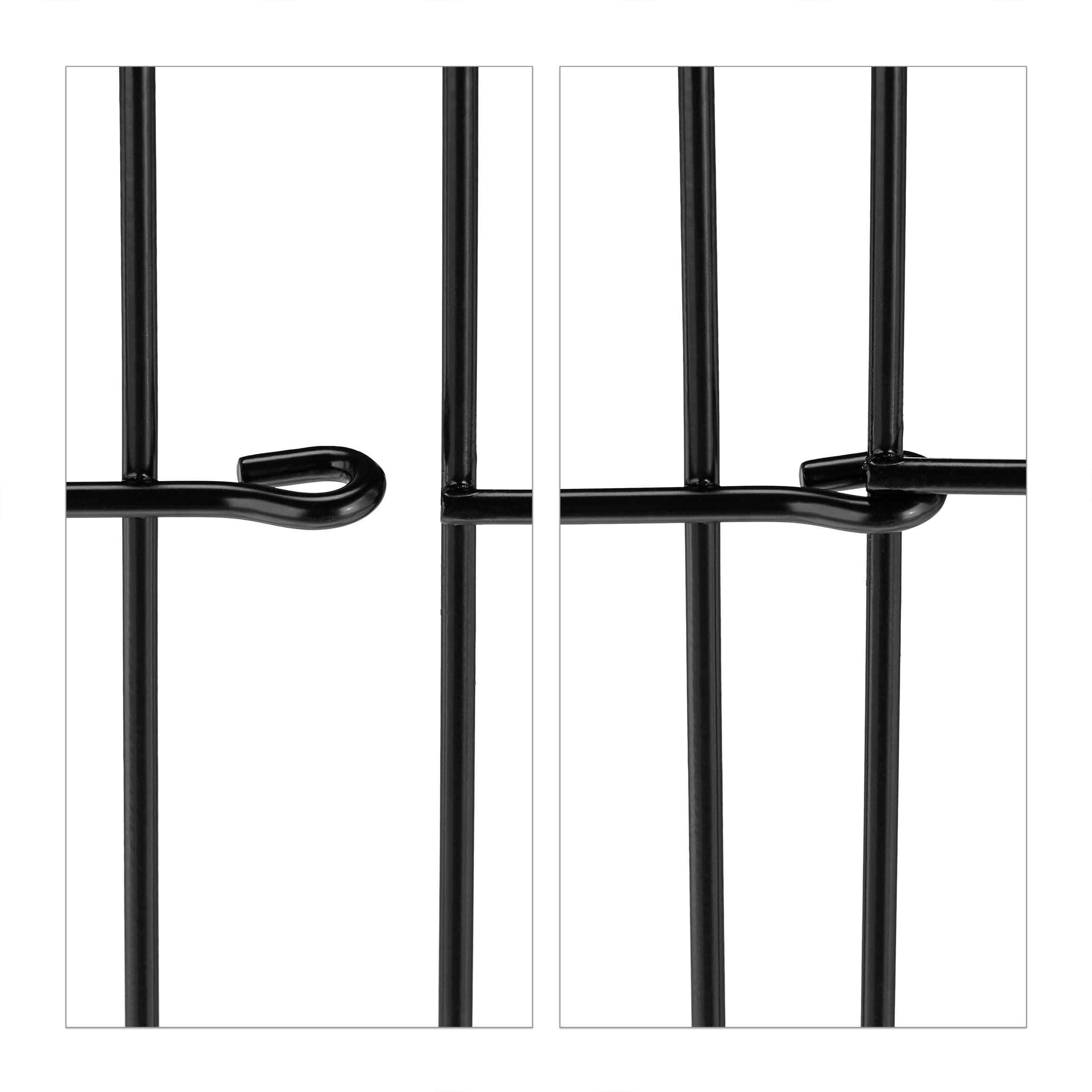 Relaxdays Metalowy płot do wbijania w ziemię, wys. x szer.: 29,5 x 172 cm, obramowanie grządek ogrodowych do wtykania, 4 elementy ogrodzenia, wygląd łuku, kolor czarny