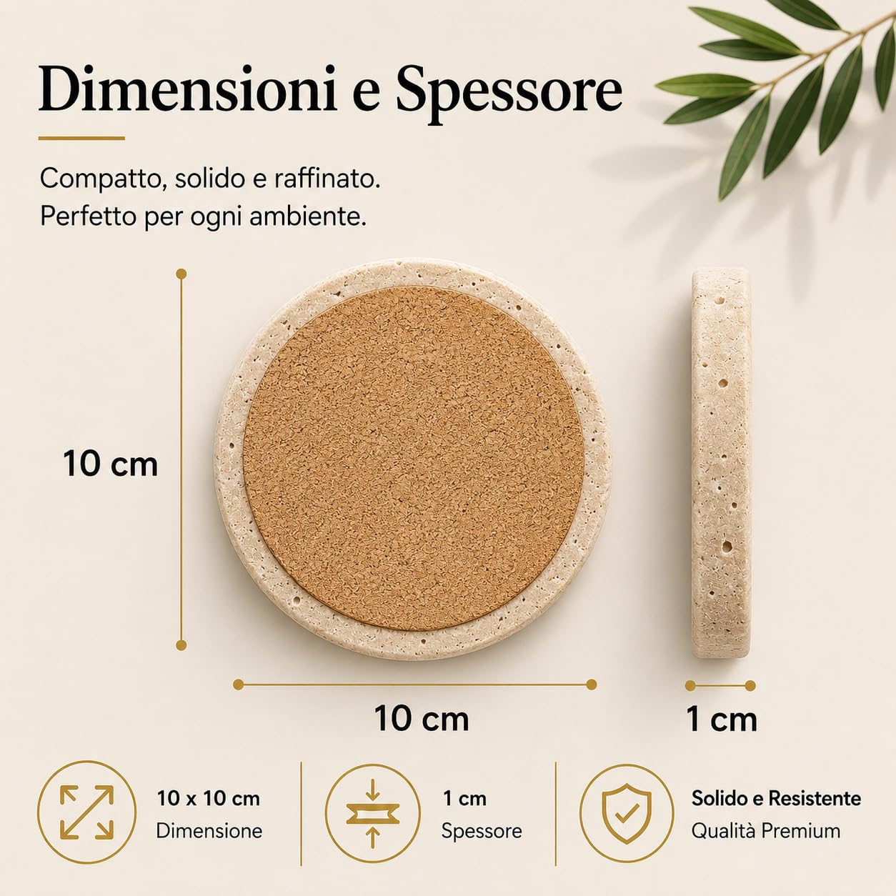 Kalu Creations | Elegante Untersetzer aus Travertin rund – Set mit 6 Untersetzern aus Naturstein – handgefertigt in Italien – elegantes Tisch-Accessoire