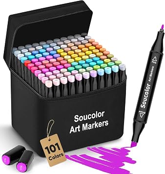 Soucolor 101 Vibrant Alcohol Markers Dual Tip Art Supplies Aesthetic