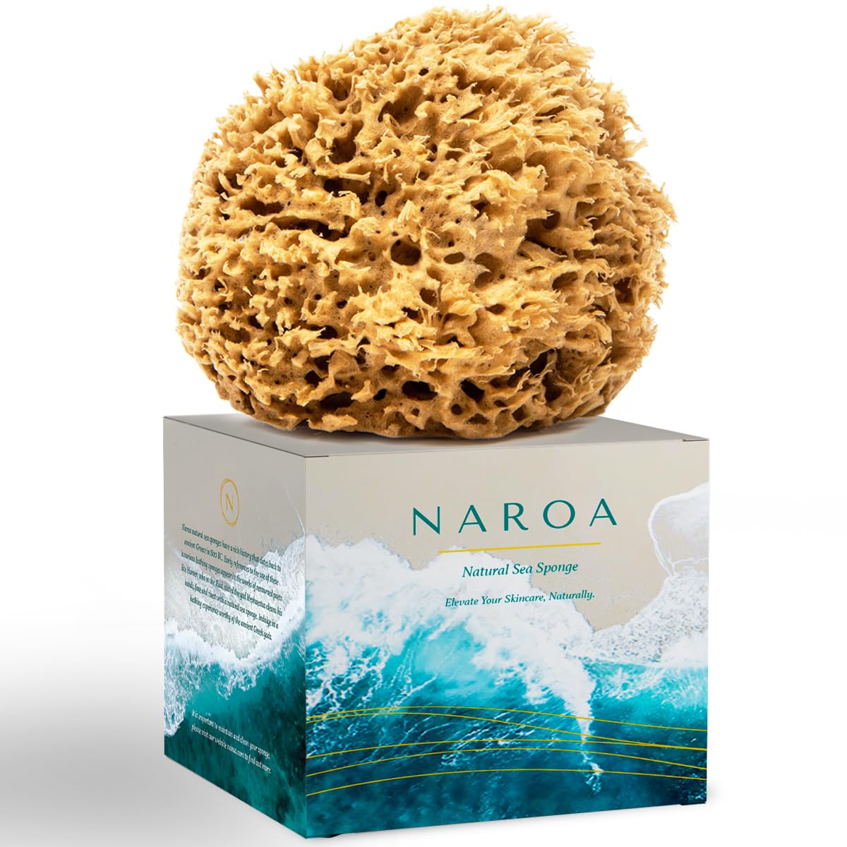NAROA Natural Soft Honeycomb Sea Sponges for Shower in Gift Box | Gentle Sea Loofah for Healthy Skin | Smooth Body Puff Relaxing Bathing Men Women (Medium)
