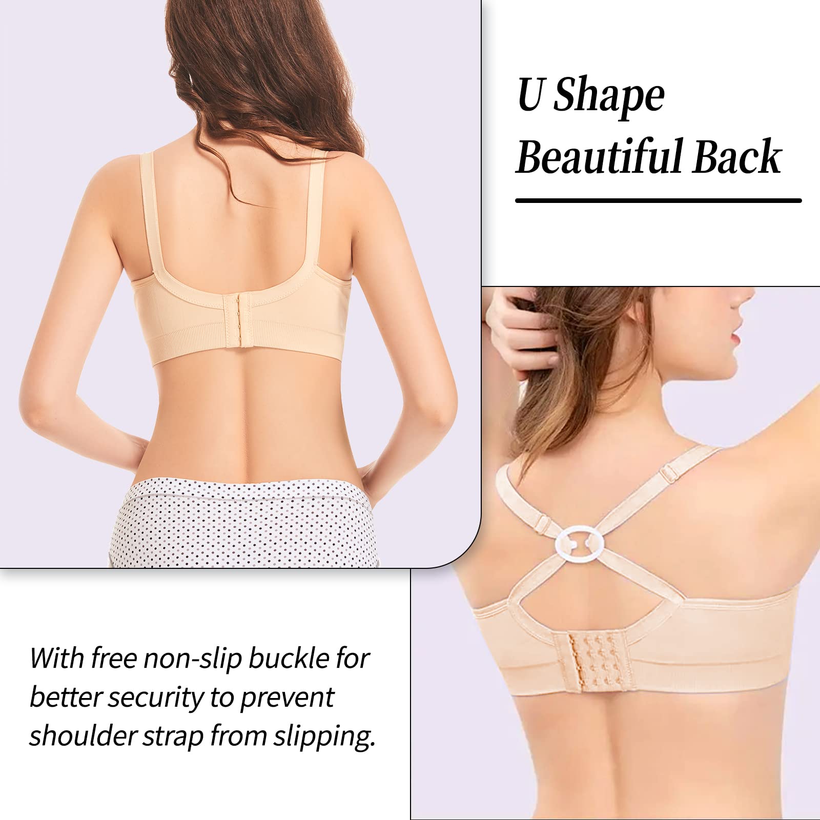 Soutien-Gorge d'allaitement 3PCS sans Couture Soutien Gorge Maternité sans Armature Bra de Grossesse avec Extra Extenseurs de Soutien-Gorge et Pinces pour Les Femmes
