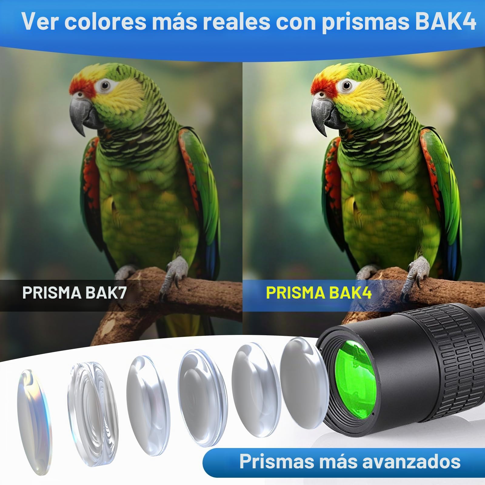 Monoculares de 10-300 x 40 para adultos de alta potencia, telescopio monocular con zoom con lente BAK4 y FMC para conciertos, observación de aves, observación de estrellas (adaptador de smartphone y
