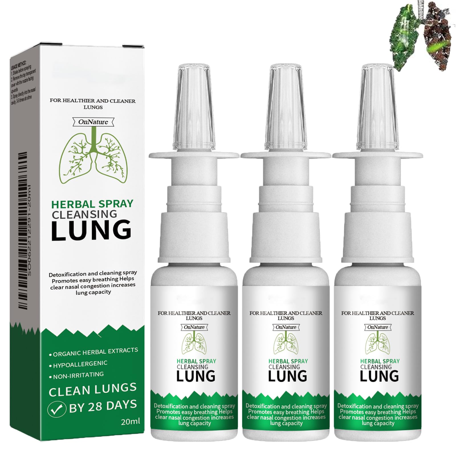 New Upgrade Organic Herbal Lung Cleanse Repair Spray, Onnature Herbal Spray Cleansing Lung,Lung Cleansing Spray (3PCS)