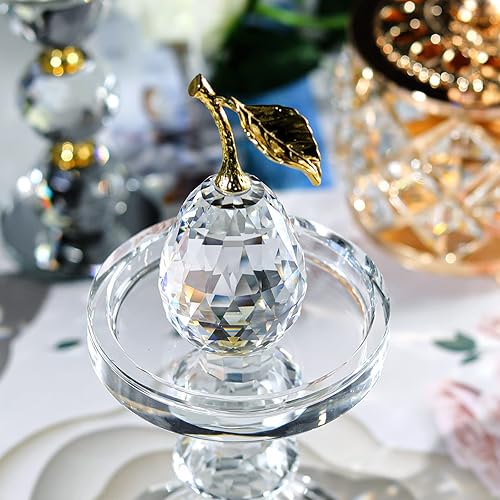 Miniatura 3 de JATYFING Figuras de cristal de pera, figuras de vidrio hechas a mano, decoración del hogar, coleccionables, pisapapeles, manualidades, decoración de