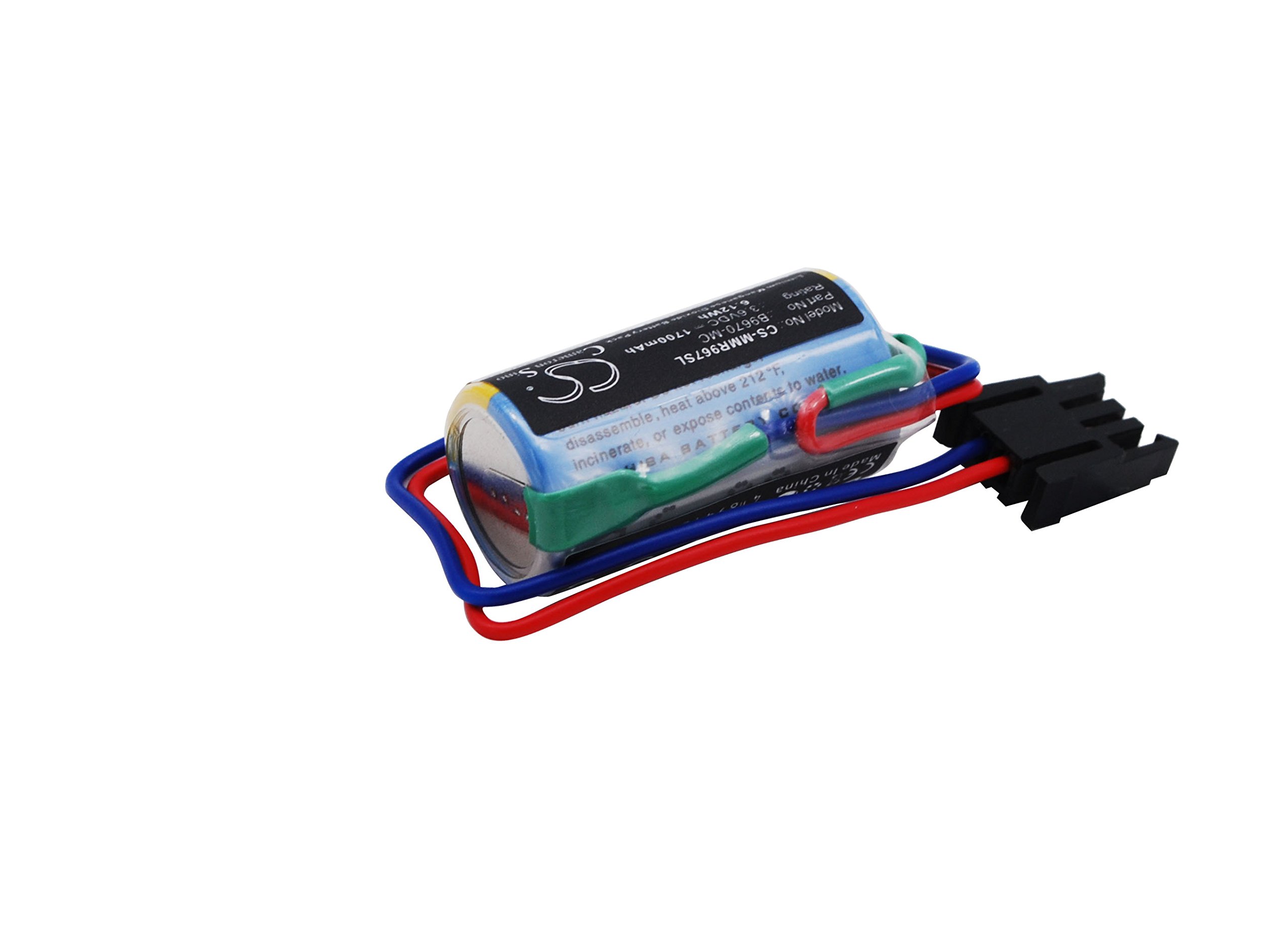 TECHTEK battery replaces A6BAT, for A6BAT-MRBAT, for B9670-MC, for B9670MC, for RH-5AH compatible with [MITSUBISHI] A Series PLCs, A1FX CPU Robot Control PLC, A1FXCPU Robot Control PLC, A1S, A1S FBA