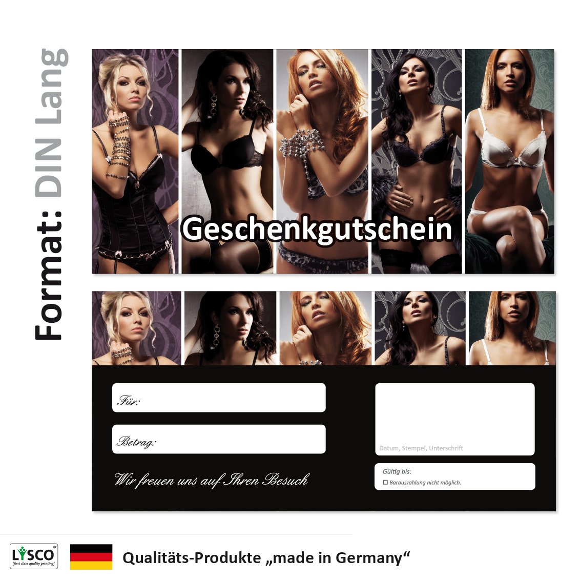 200 Stück Geschenkgutscheine (GUT-695) Gutscheine Gutscheinkarten für Einzelhandel im Bereich Mode Kleider Klamotten Einzelhandel Wellness Shopping Dessous