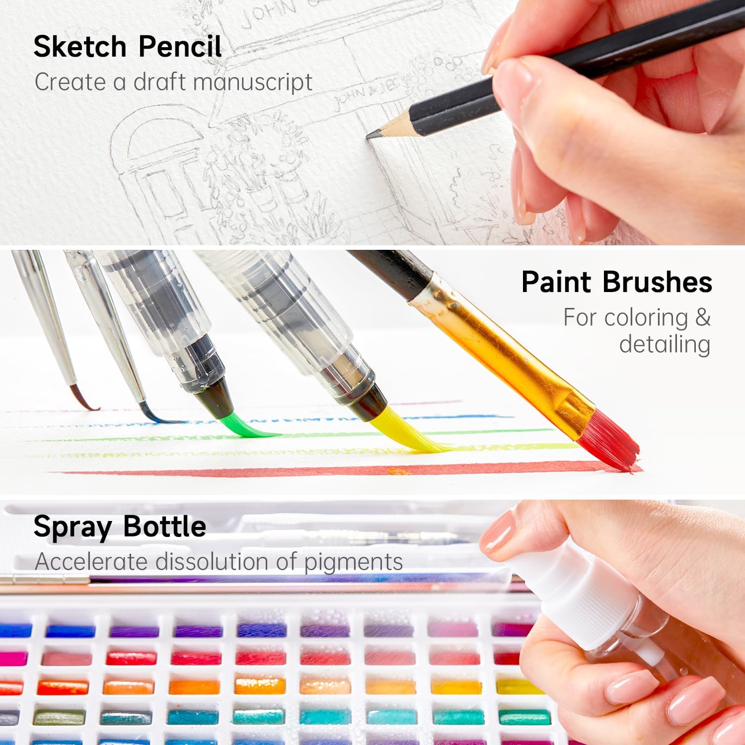 Shuttle Art Watercolor Paint Set, 128 Vibrant Colors with Metallic Shades, Travel Water Color Set with Watercolor Brushes, Palette, Watercolor Sketchbook and Coloring Sheets for Adults, Kids, Artists